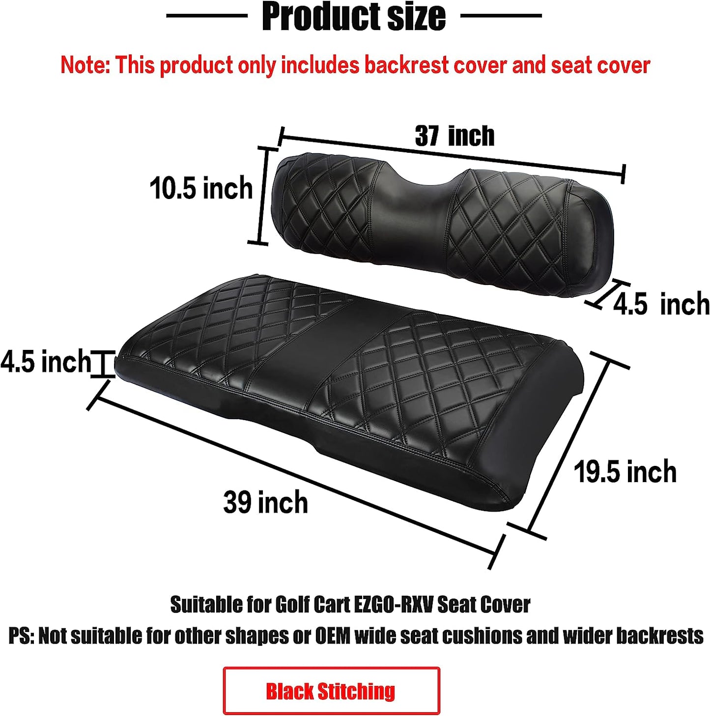 Seat Covers - Premium Diamond Black Slip On Cover - EZGO RXV