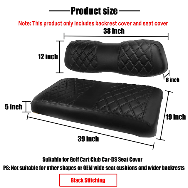 Seat Covers - Premium Diamond Black Slip On Cover - CLUB CAR DS