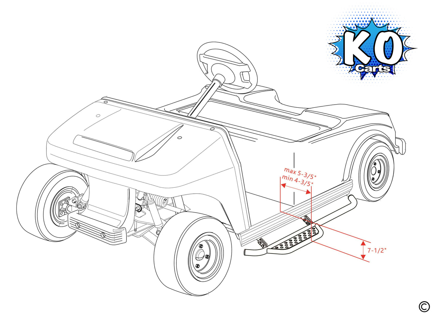 Running Boards Nerf Bars - CLUB CAR DS