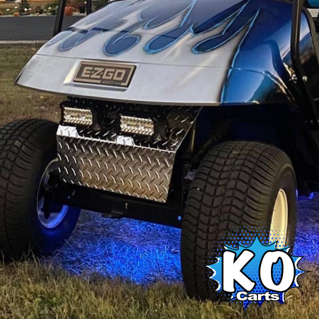 Front Bumper Shock Cover - Polished Diamond Plate Aluminum - EZGO TXT (1996-up)