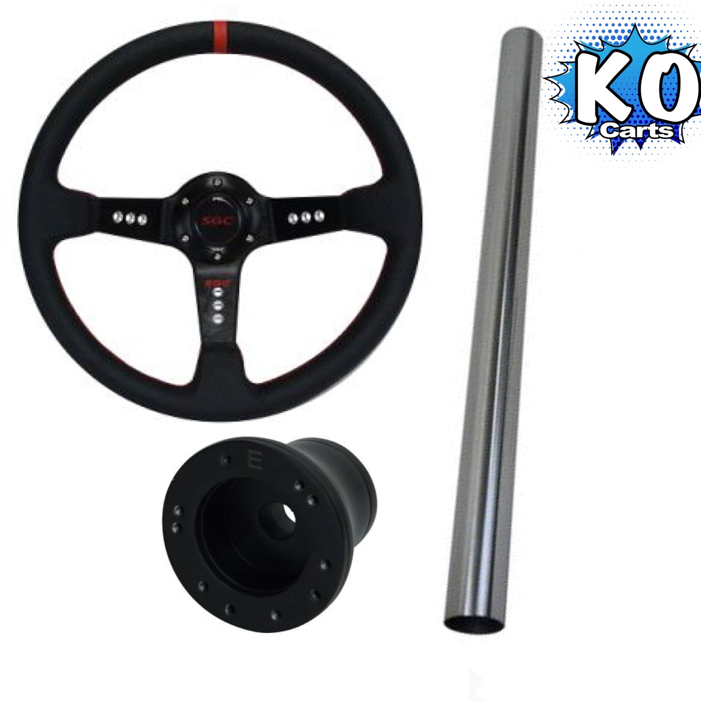 Steering Wheel Combo Kit - Black with Red Stripe - CLUB CAR DS